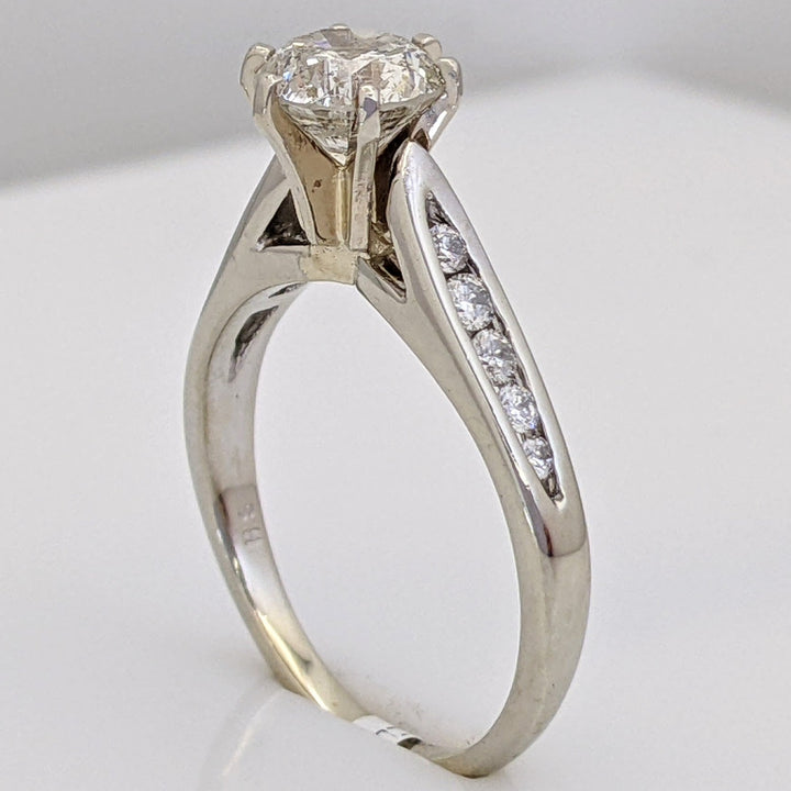 14K WHITE 1.06 CARAT TOTAL I2 L-M DIAMOND ROUND WITH (10) MELEE ESTATE RING 2.9 GRAMS