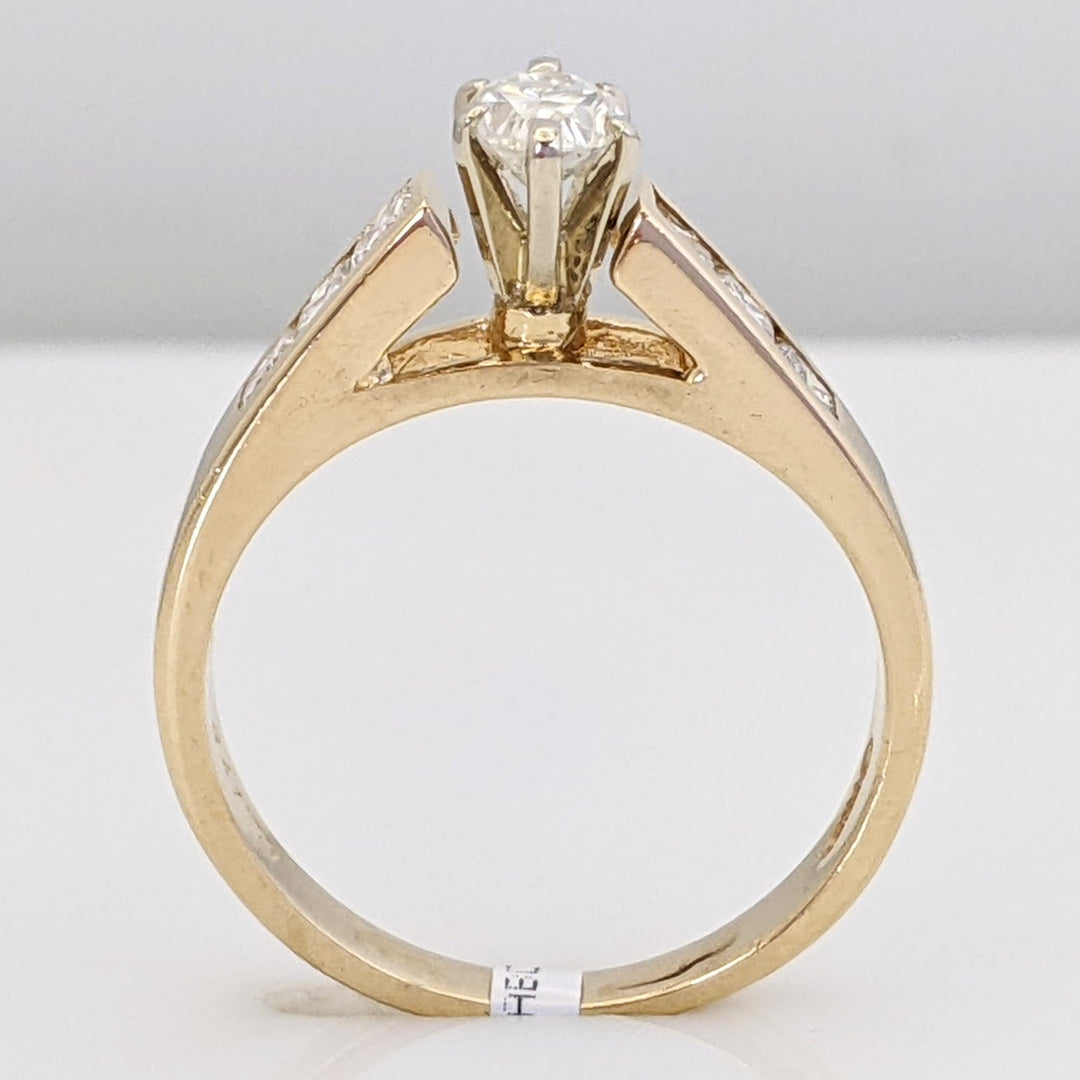 14K .96 CARAT TOTAL WEIGHT SI2 H DIAMOND MARQUISE WITH (6) PRINCESS CUT ESTATE RING 3.7 GRAMS