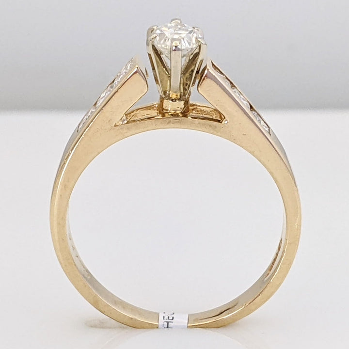 14K .96 CARAT TOTAL WEIGHT SI2 H DIAMOND MARQUISE WITH (6) PRINCESS CUT ESTATE RING 3.7 GRAMS