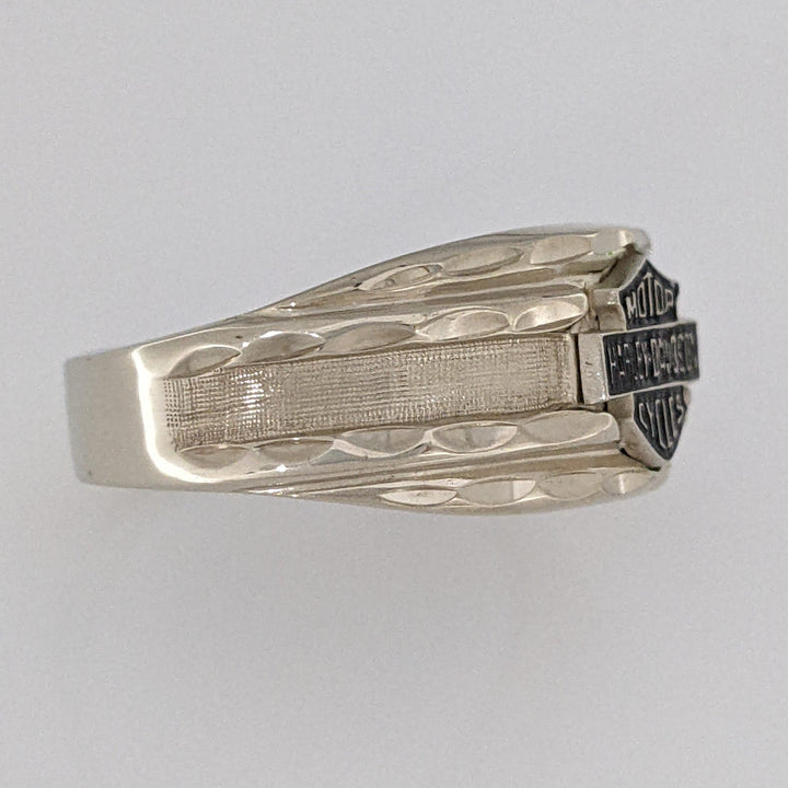 10K WHITE HARLEY DAVIDSON BLACK ENAMEL ESTATE RING 5.1 GRAMS