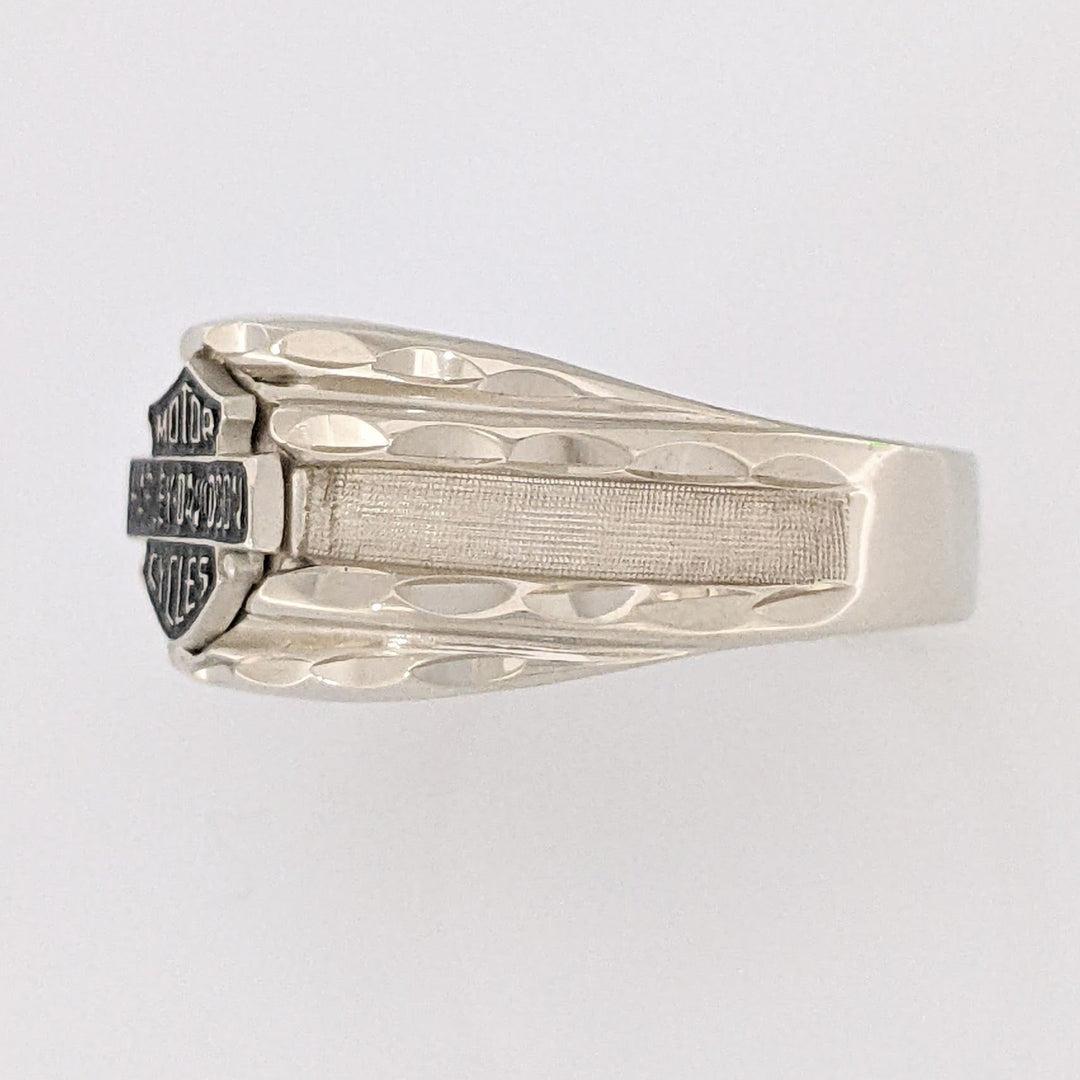 10K WHITE HARLEY DAVIDSON BLACK ENAMEL ESTATE RING 5.1 GRAMS