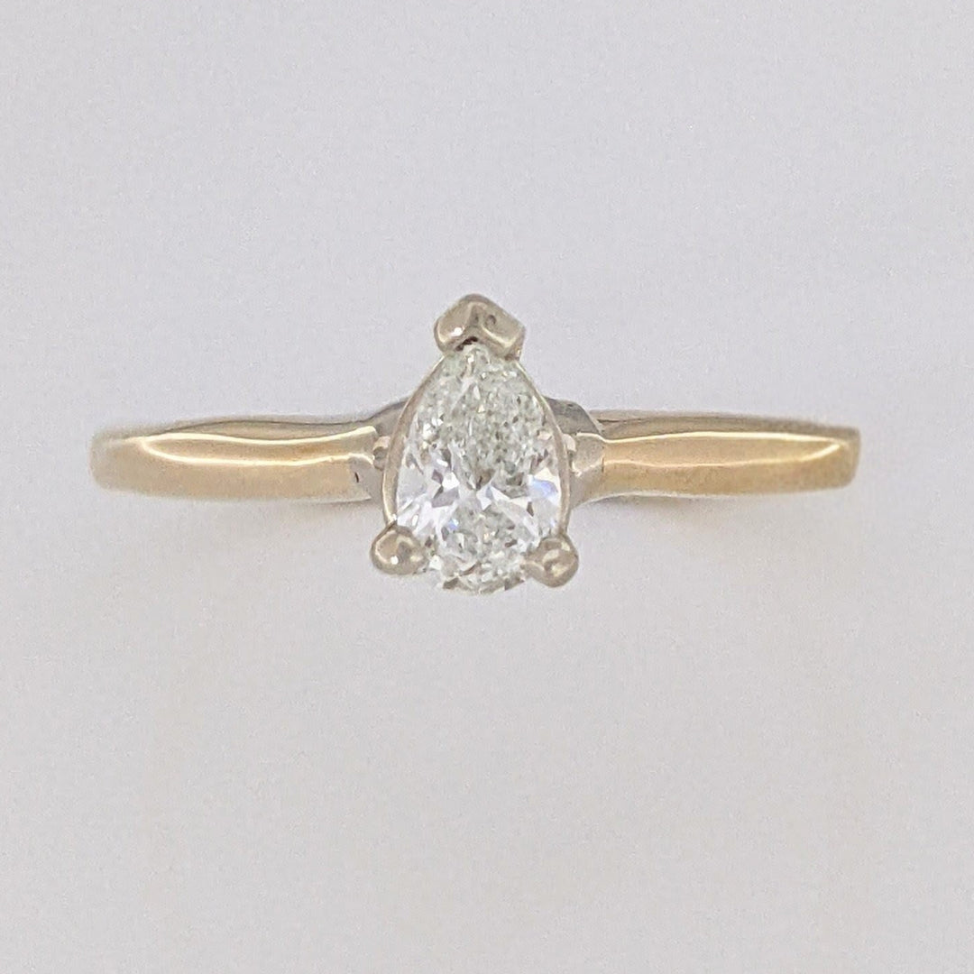 14K .25 CARAT TOTAL SI1 G DIAMOND PEAR ESTATE SOLITAIRE RING 1.8 GRAMS