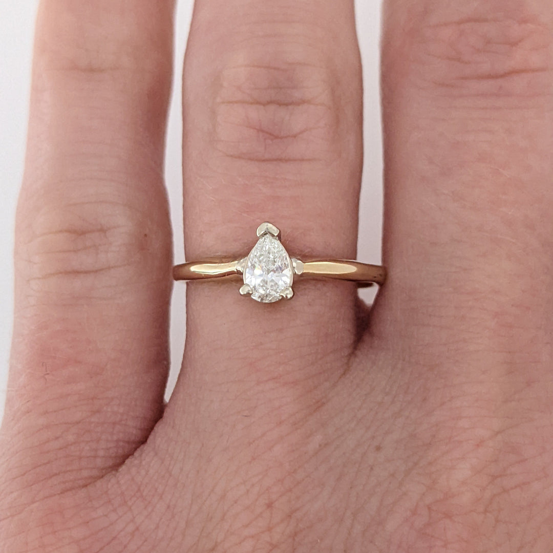14K .25 CARAT TOTAL SI1 G DIAMOND PEAR ESTATE SOLITAIRE RING 1.8 GRAMS