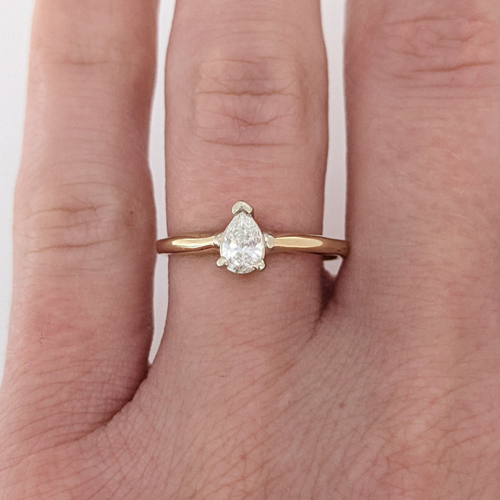 14K .25 CARAT TOTAL SI1 G DIAMOND PEAR ESTATE SOLITAIRE RING 1.8 GRAMS