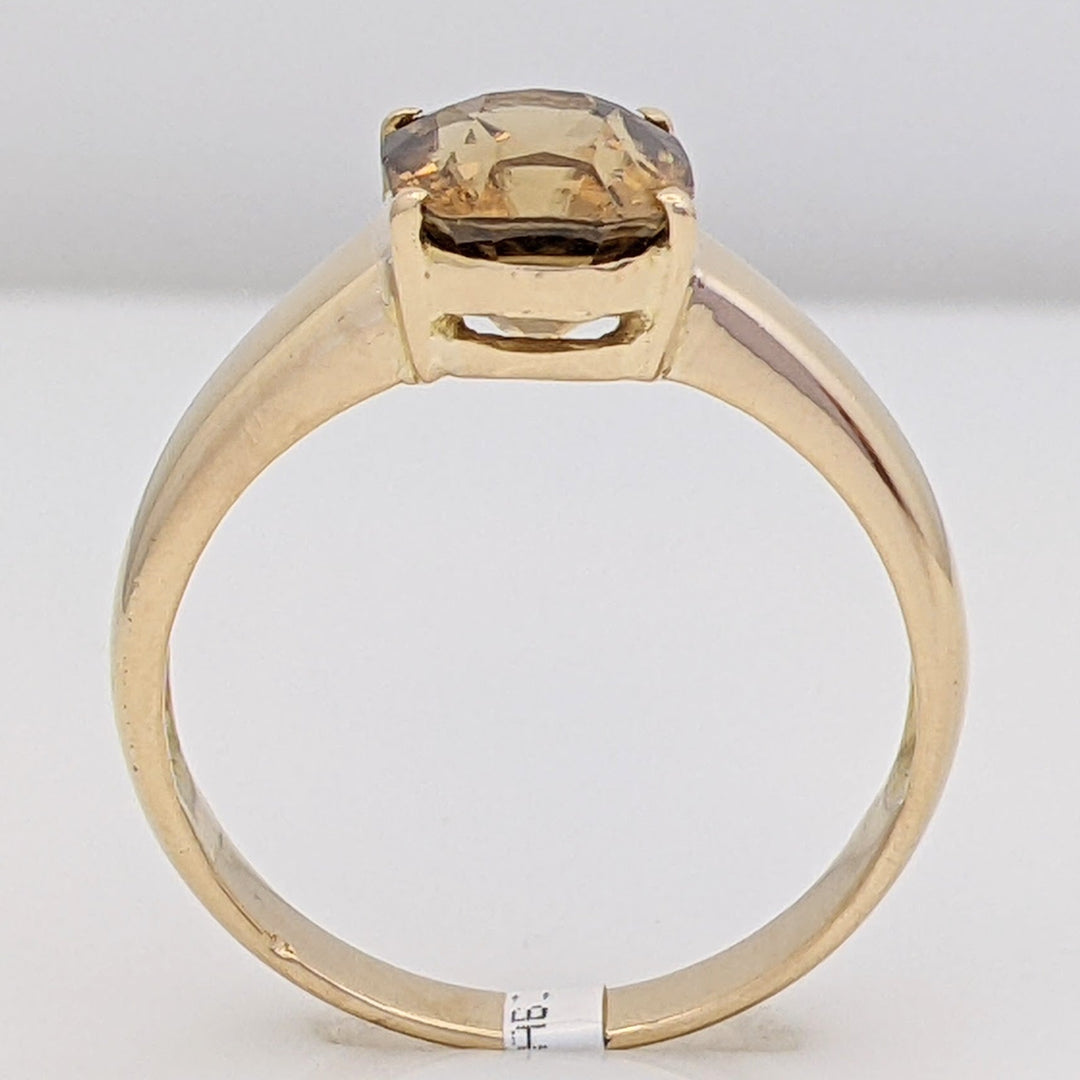 14K CITRINE CUSHION CUT 7X8 ESTATE RING 3.4 GRAMS