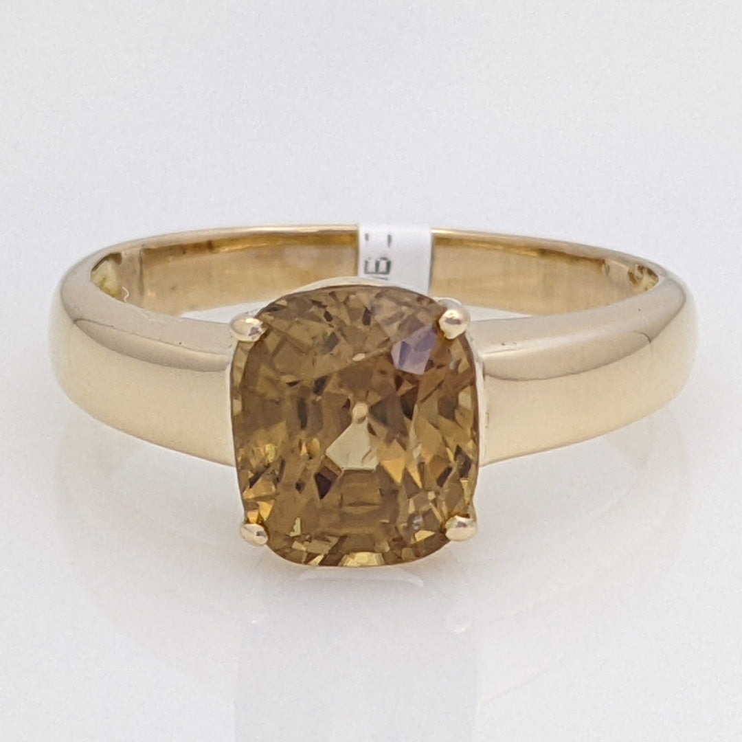 14K CITRINE CUSHION CUT 7X8 ESTATE RING 3.4 GRAMS