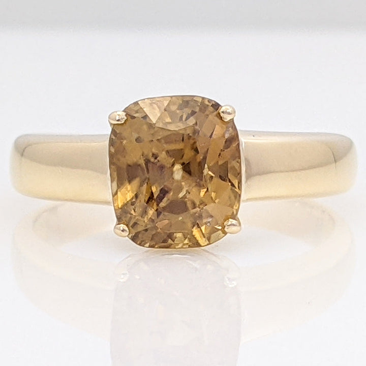 14K CITRINE CUSHION CUT 7X8 ESTATE RING 3.4 GRAMS