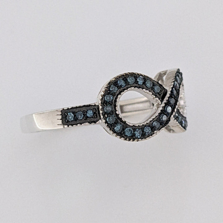 STERLING SILVER BLUE DIAMOND INFINITY ESTATE RING 2.7 GRAMS