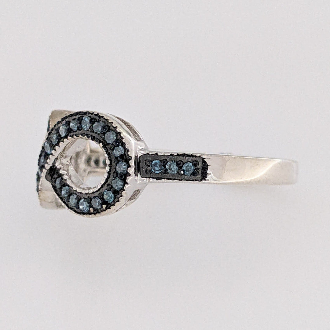 STERLING SILVER BLUE DIAMOND INFINITY ESTATE RING 2.7 GRAMS