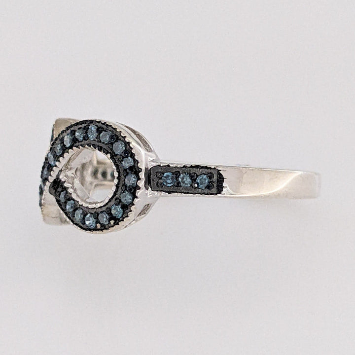 STERLING SILVER BLUE DIAMOND INFINITY ESTATE RING 2.7 GRAMS