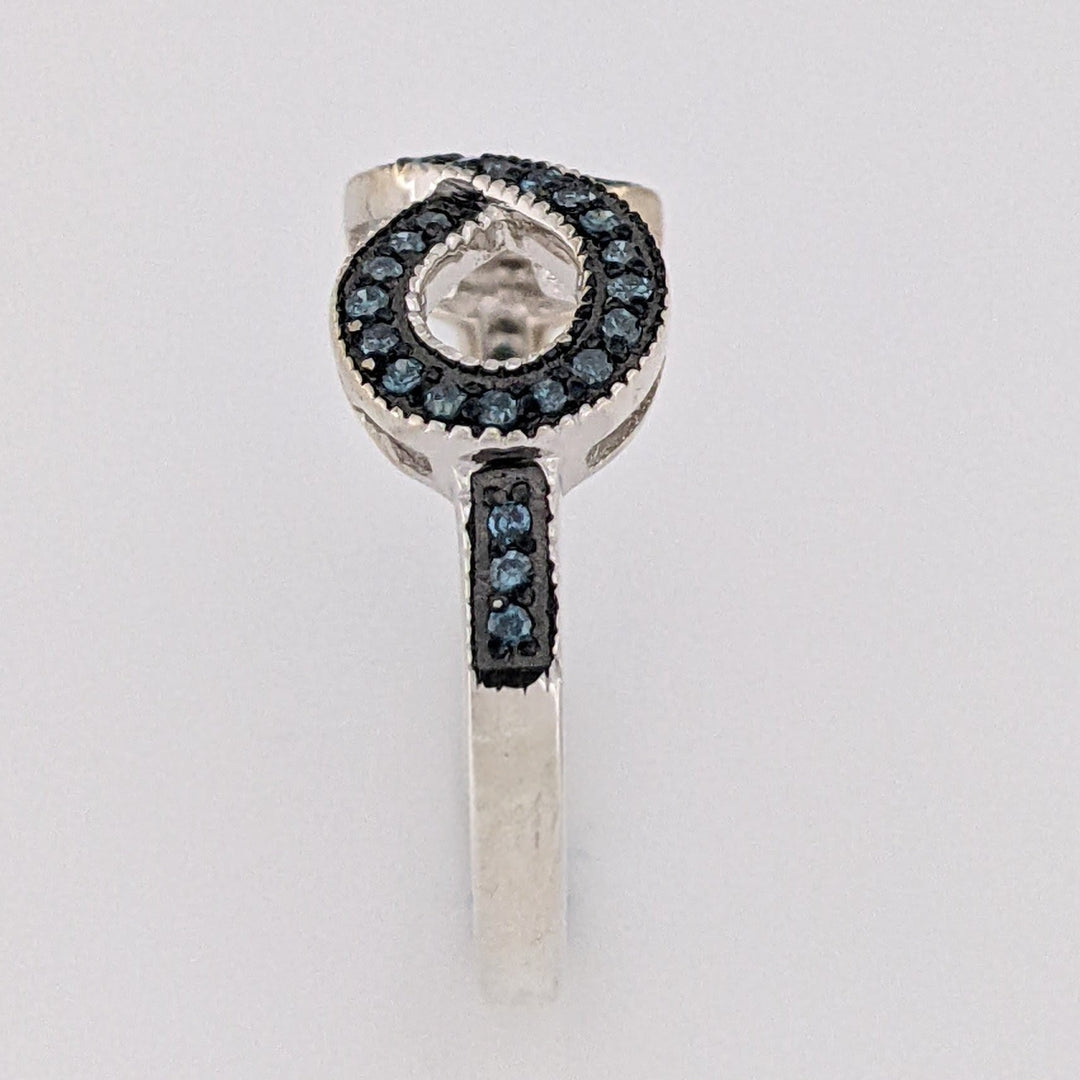 STERLING SILVER BLUE DIAMOND INFINITY ESTATE RING 2.7 GRAMS