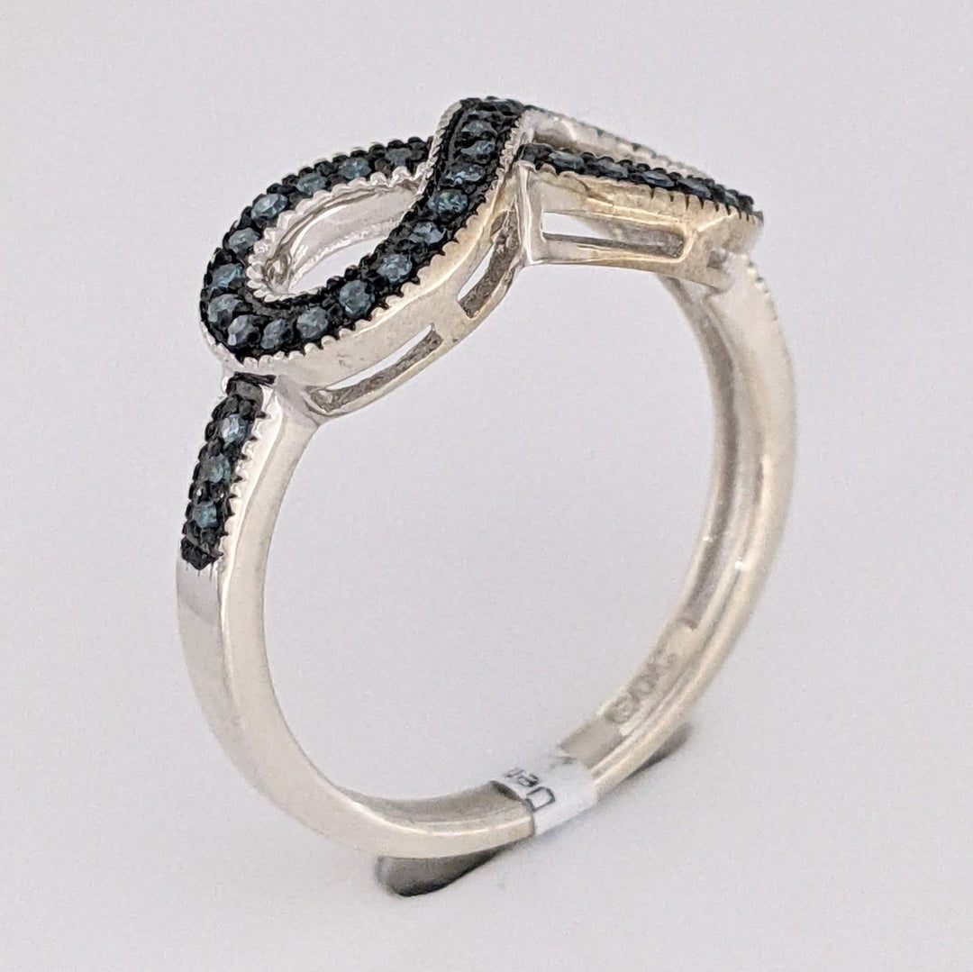 STERLING SILVER BLUE DIAMOND INFINITY ESTATE RING 2.7 GRAMS