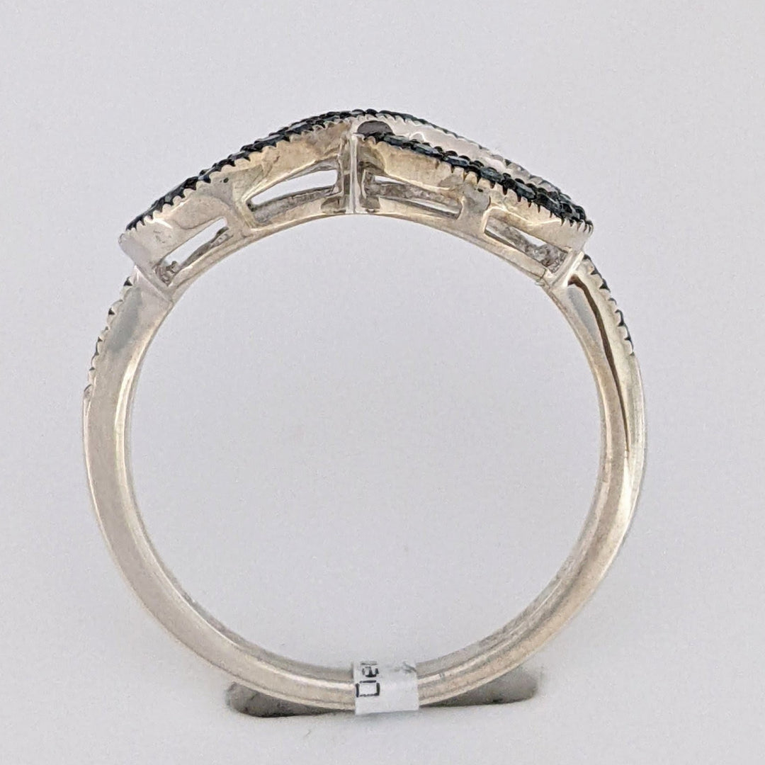 STERLING SILVER BLUE DIAMOND INFINITY ESTATE RING 2.7 GRAMS