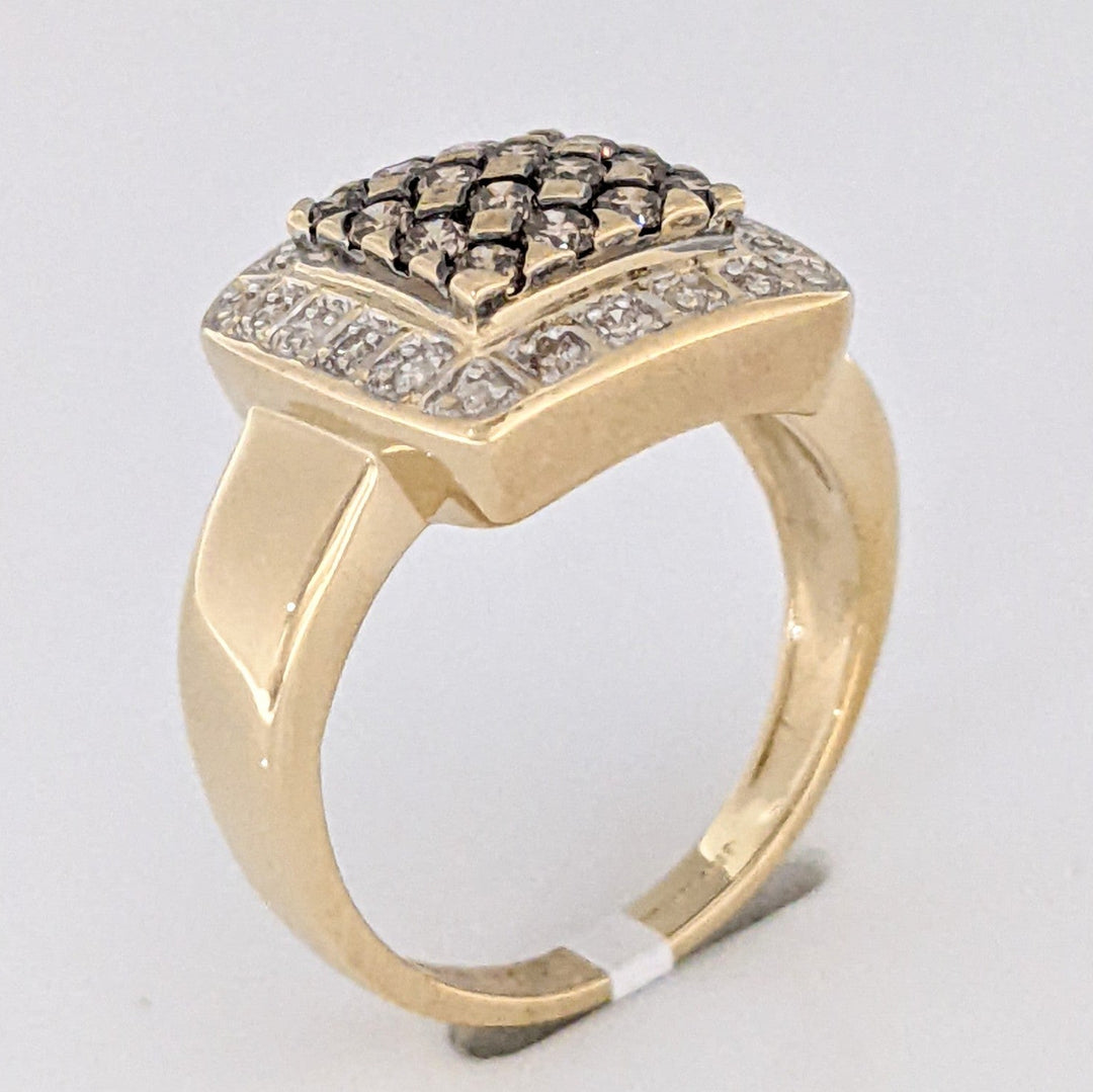 14K .50 CARAT TOTAL WEIGHT SI2 I (20) BROWN (16) ESTATE CLUSTER RING 5.7 GRAMS