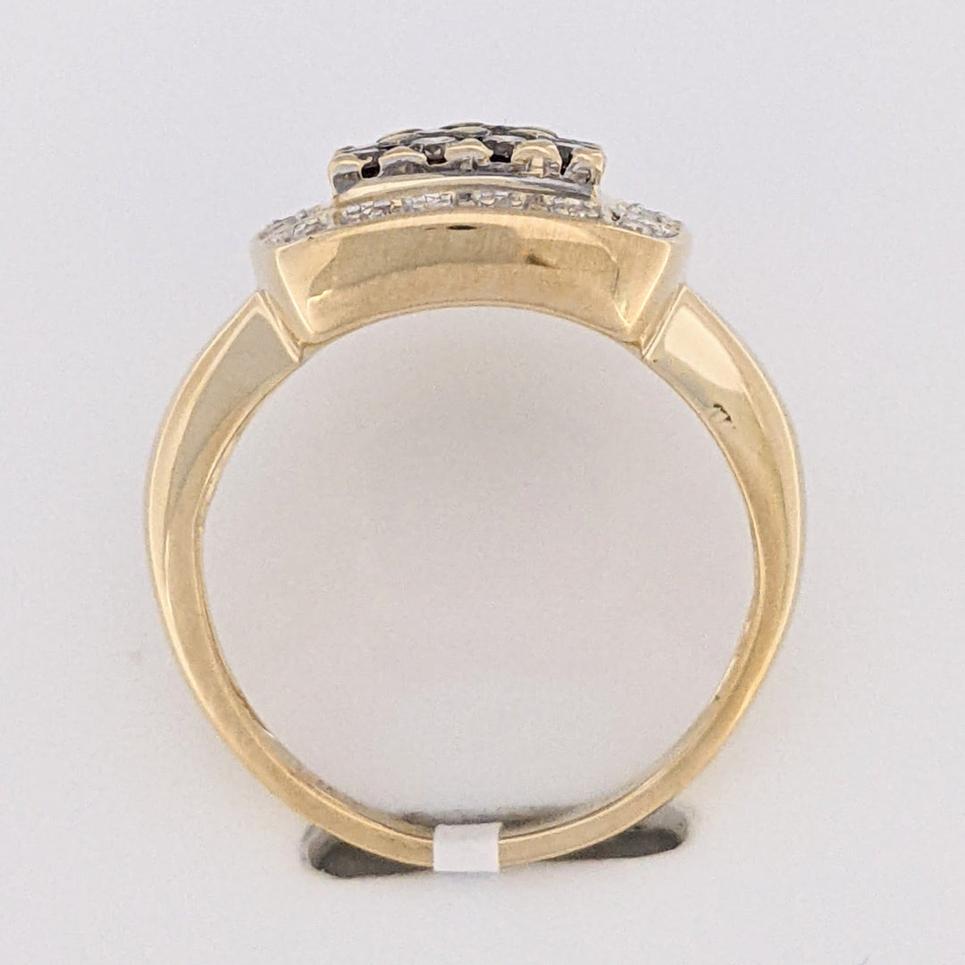 14K .50 CARAT TOTAL WEIGHT SI2 I (20) BROWN (16) ESTATE CLUSTER RING 5.7 GRAMS