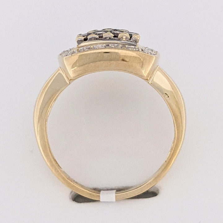 14K .50 CARAT TOTAL WEIGHT SI2 I (20) BROWN (16) ESTATE CLUSTER RING 5.7 GRAMS