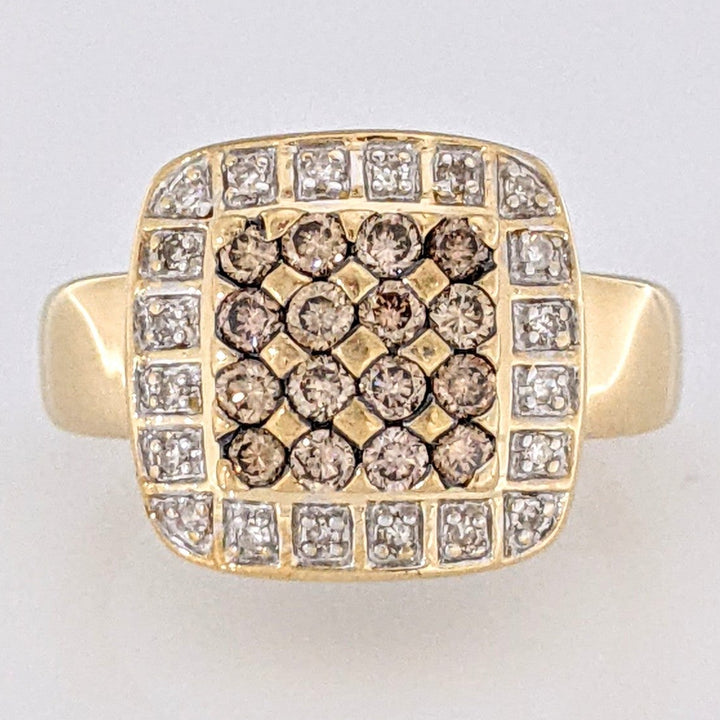 14K .50 CARAT TOTAL WEIGHT SI2 I (20) BROWN (16) ESTATE CLUSTER RING 5.7 GRAMS