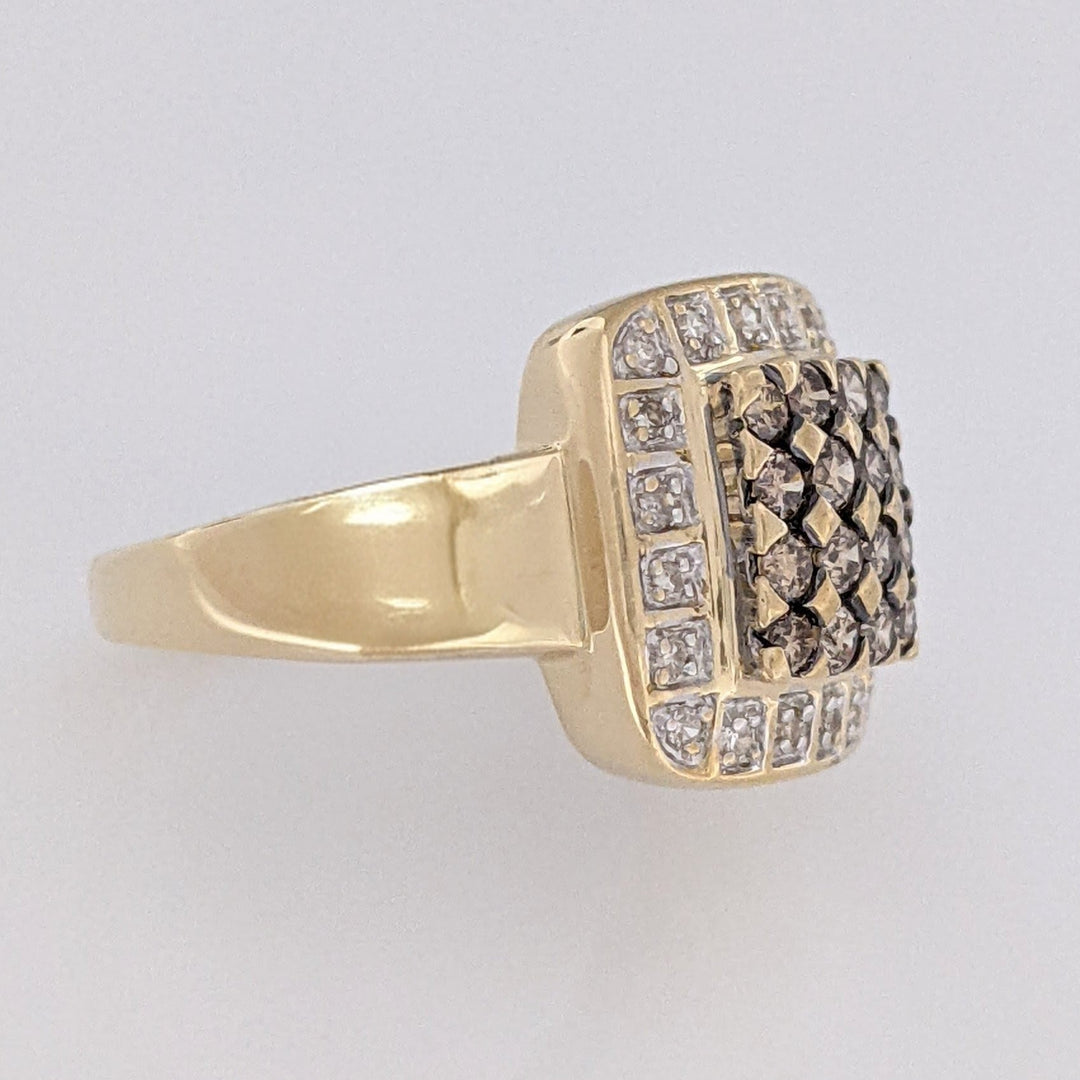 14K .50 CARAT TOTAL WEIGHT SI2 I (20) BROWN (16) ESTATE CLUSTER RING 5.7 GRAMS