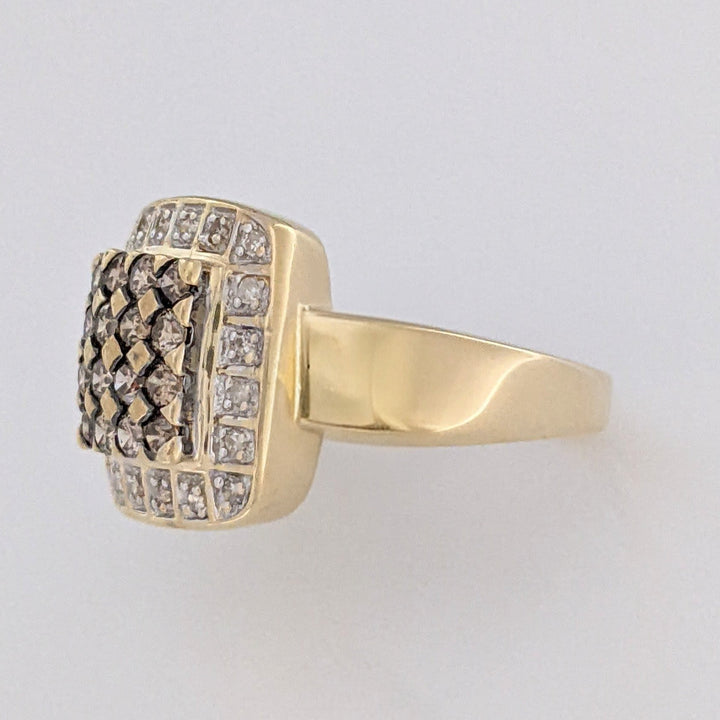14K .50 CARAT TOTAL WEIGHT SI2 I (20) BROWN (16) ESTATE CLUSTER RING 5.7 GRAMS