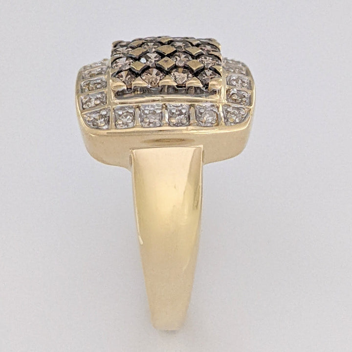 14K .50 CARAT TOTAL WEIGHT SI2 I (20) BROWN (16) ESTATE CLUSTER RING 5.7 GRAMS