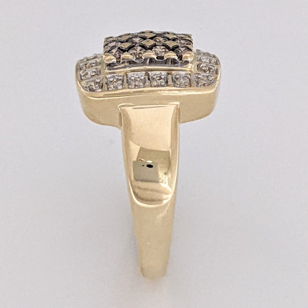 14K .50 CARAT TOTAL WEIGHT SI2 I (20) BROWN (16) ESTATE CLUSTER RING 5.7 GRAMS