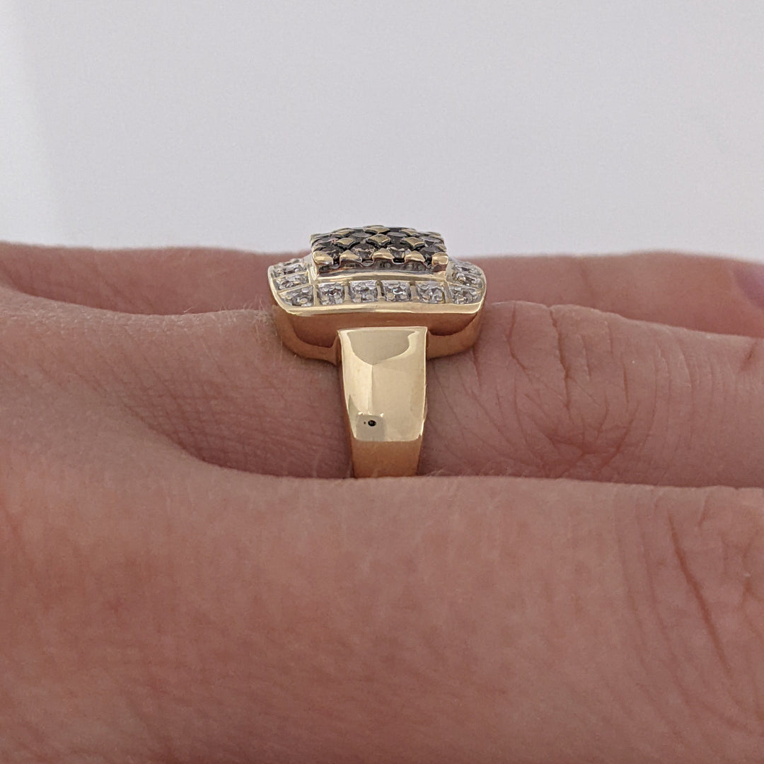 14K .50 CARAT TOTAL WEIGHT SI2 I (20) BROWN (16) ESTATE CLUSTER RING 5.7 GRAMS