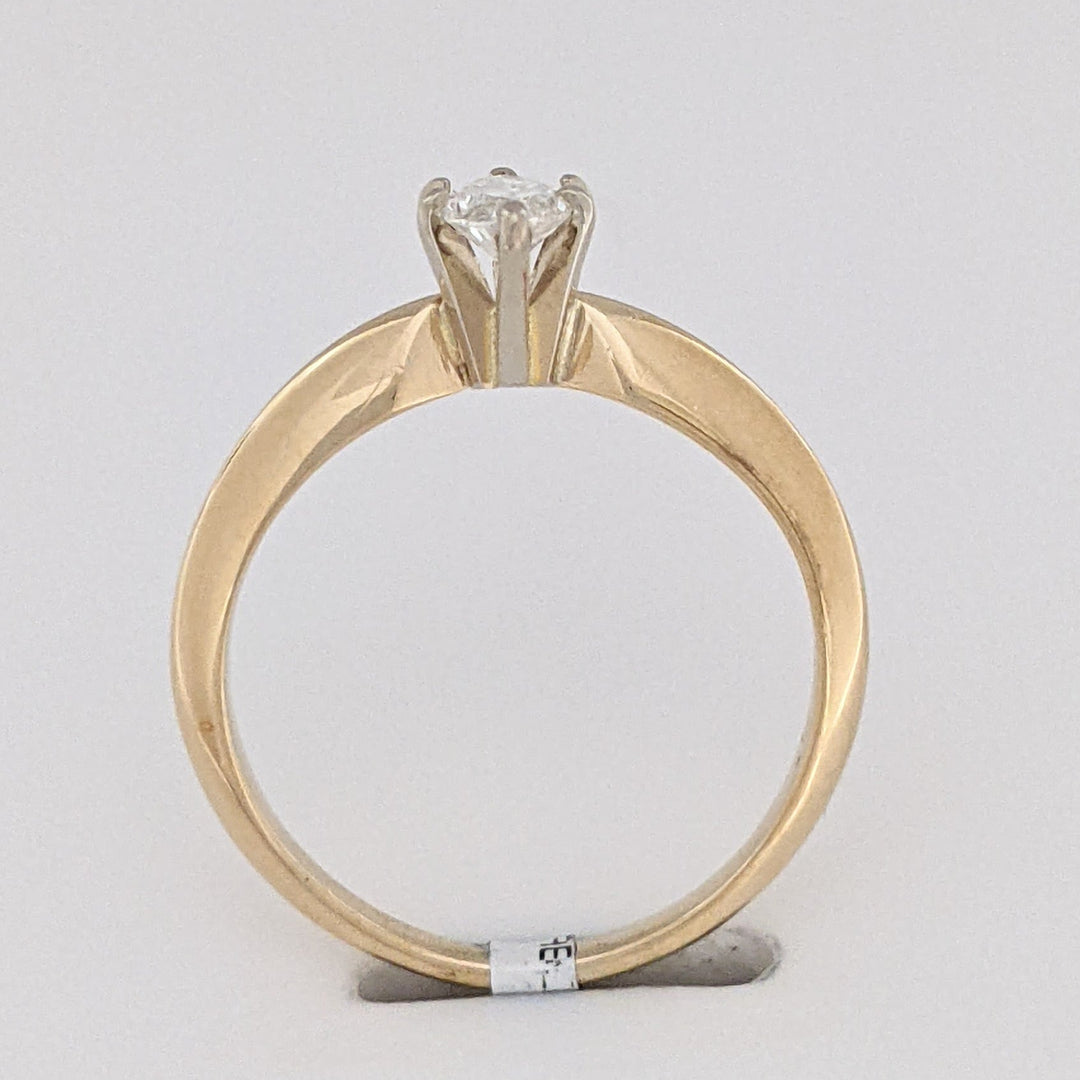 14K .27 CARAT TOTAL SI1 H DIAMOND MARQUISE CUT SOLITAIRE ESTATE RING 2.1 GRAMS