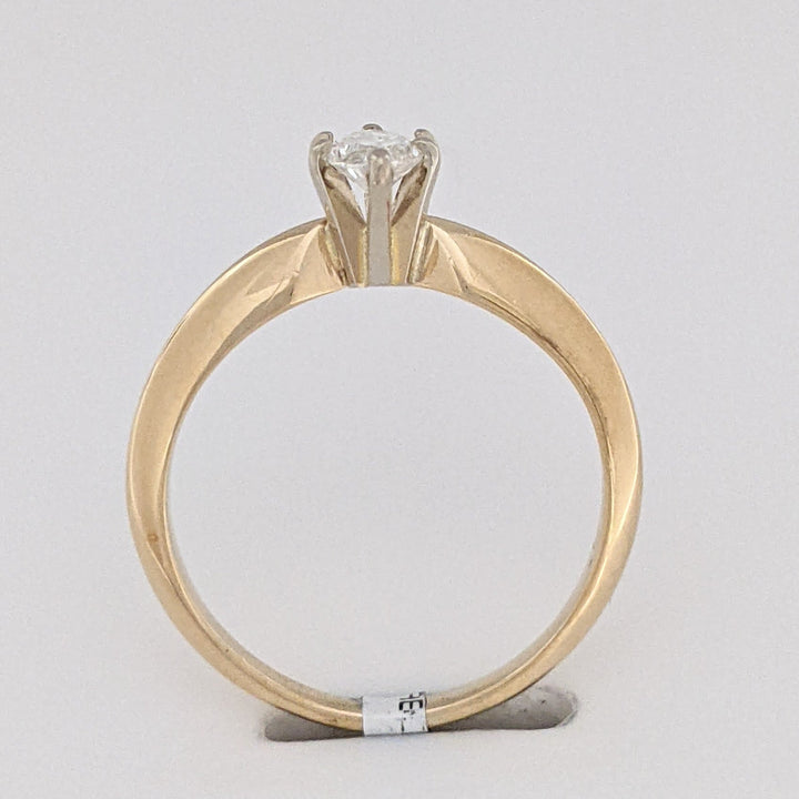 14K .27 CARAT TOTAL SI1 H DIAMOND MARQUISE CUT SOLITAIRE ESTATE RING 2.1 GRAMS