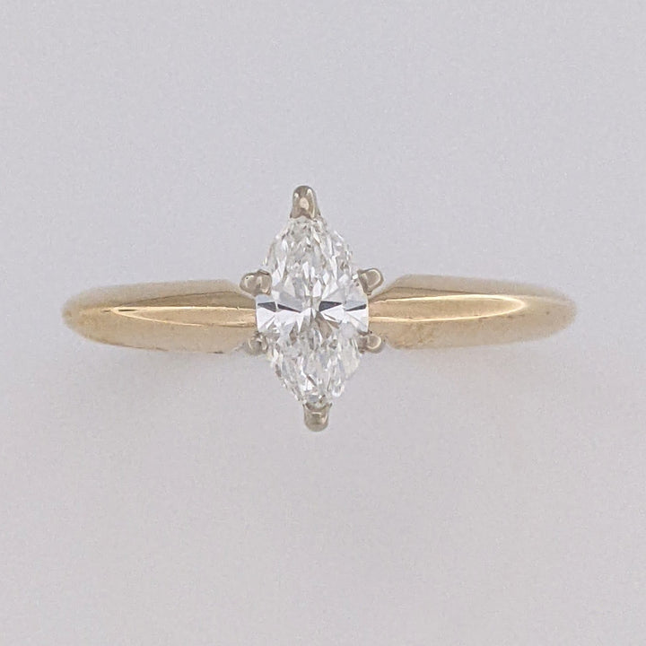 14K .27 CARAT TOTAL SI1 H DIAMOND MARQUISE CUT SOLITAIRE ESTATE RING 2.1 GRAMS