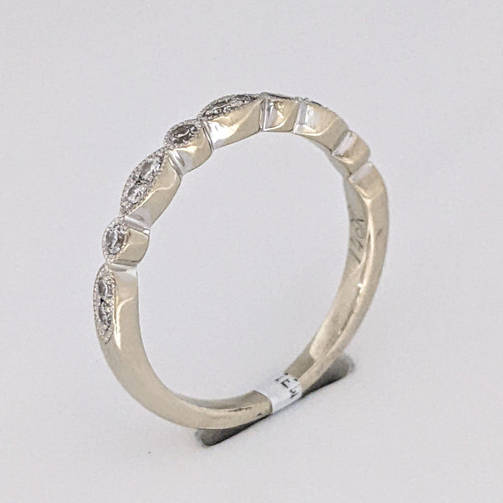 14K WHITE .15 CARAT TOTAL WEIGHT SI2 H DIAMOND ROUND (14) MARQUISE/ ROUND LINK ESTATE BAND 2.4 GRAMS