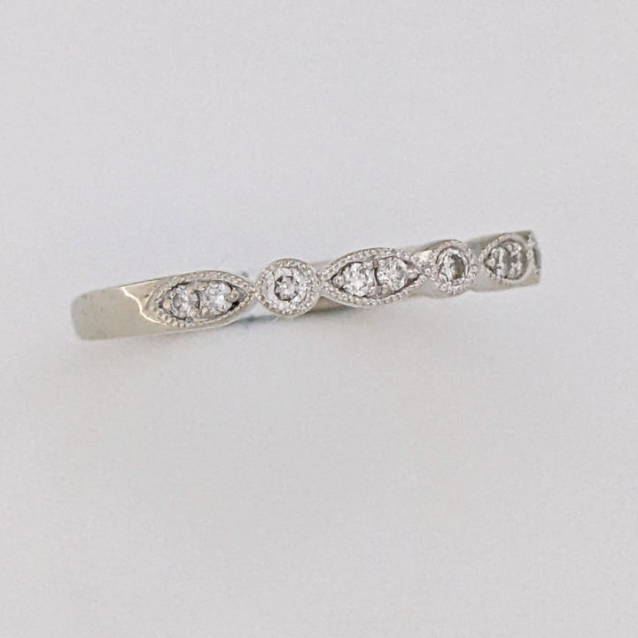 14K WHITE .15 CARAT TOTAL WEIGHT SI2 H DIAMOND ROUND (14) MARQUISE/ ROUND LINK ESTATE BAND 2.4 GRAMS