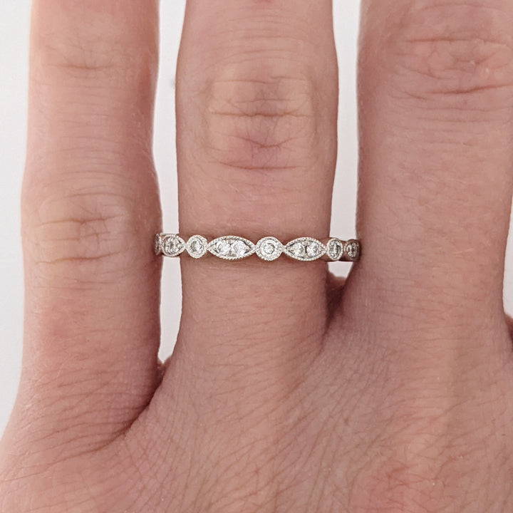 14K WHITE .15 CARAT TOTAL WEIGHT SI2 H DIAMOND ROUND (14) MARQUISE/ ROUND LINK ESTATE BAND 2.4 GRAMS