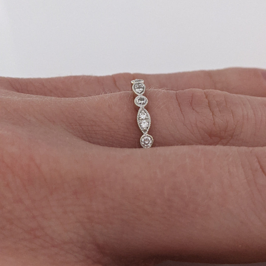 14K WHITE .15 CARAT TOTAL WEIGHT SI2 H DIAMOND ROUND (14) MARQUISE/ ROUND LINK ESTATE BAND 2.4 GRAMS