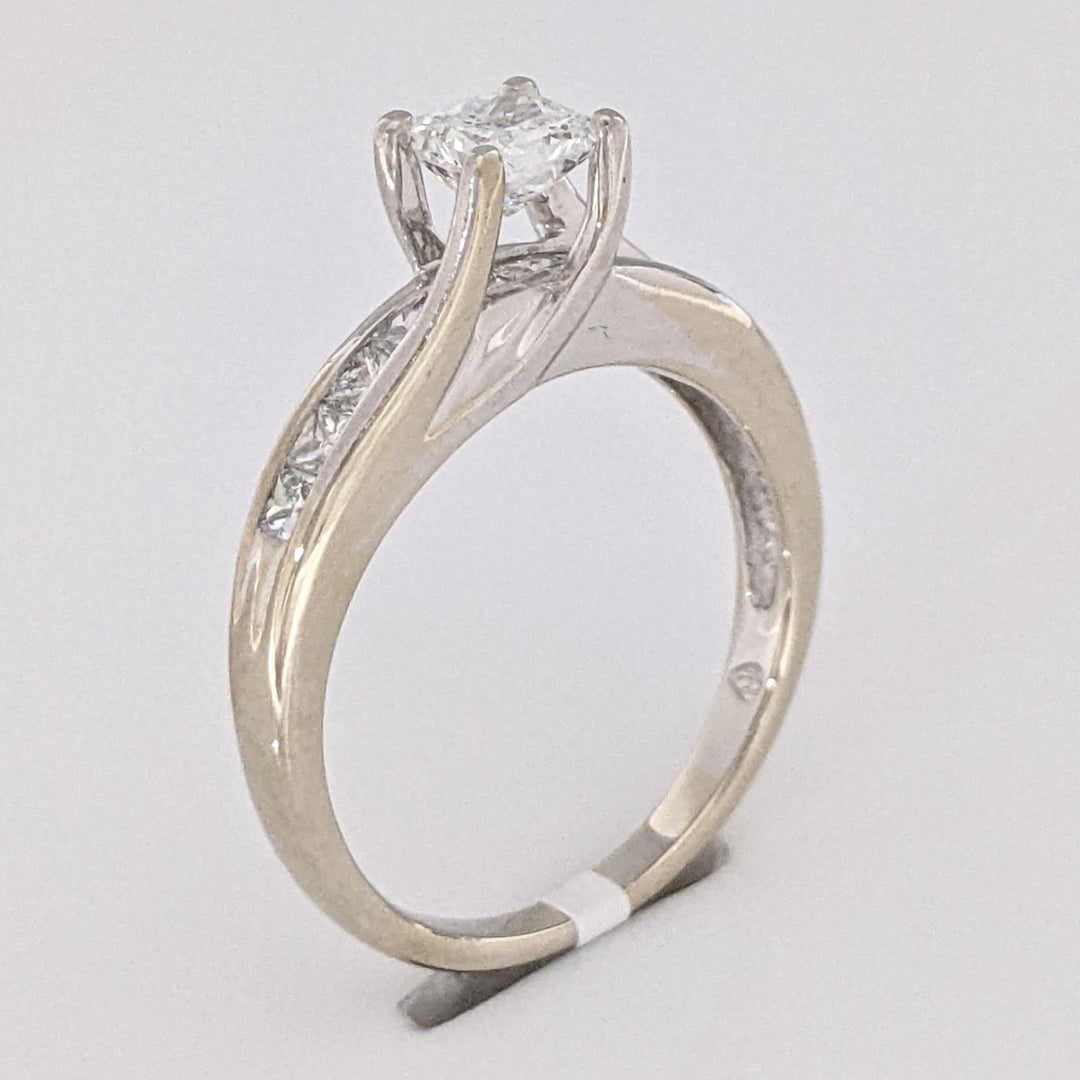 14K WHITE .80 CARAT TOTAL WEIGHT SI2 H DIAMOND PRINCESS CUT (11) ESTATE RING 3.3 GRAMS