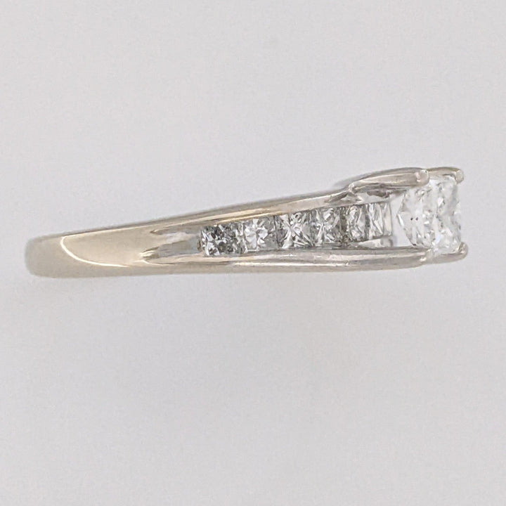 14K WHITE .80 CARAT TOTAL WEIGHT SI2 H DIAMOND PRINCESS CUT (11) ESTATE RING 3.3 GRAMS