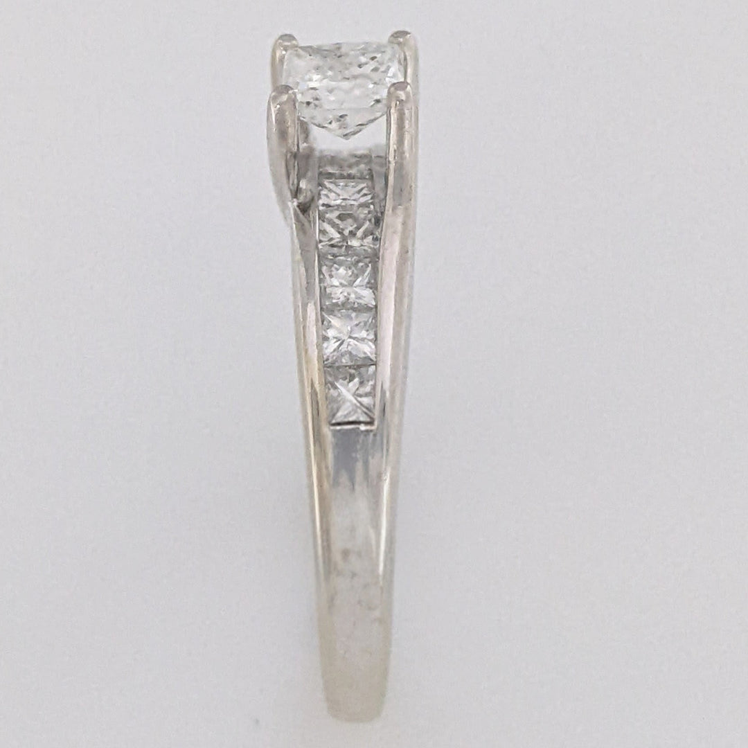 14K WHITE .80 CARAT TOTAL WEIGHT SI2 H DIAMOND PRINCESS CUT (11) ESTATE RING 3.3 GRAMS