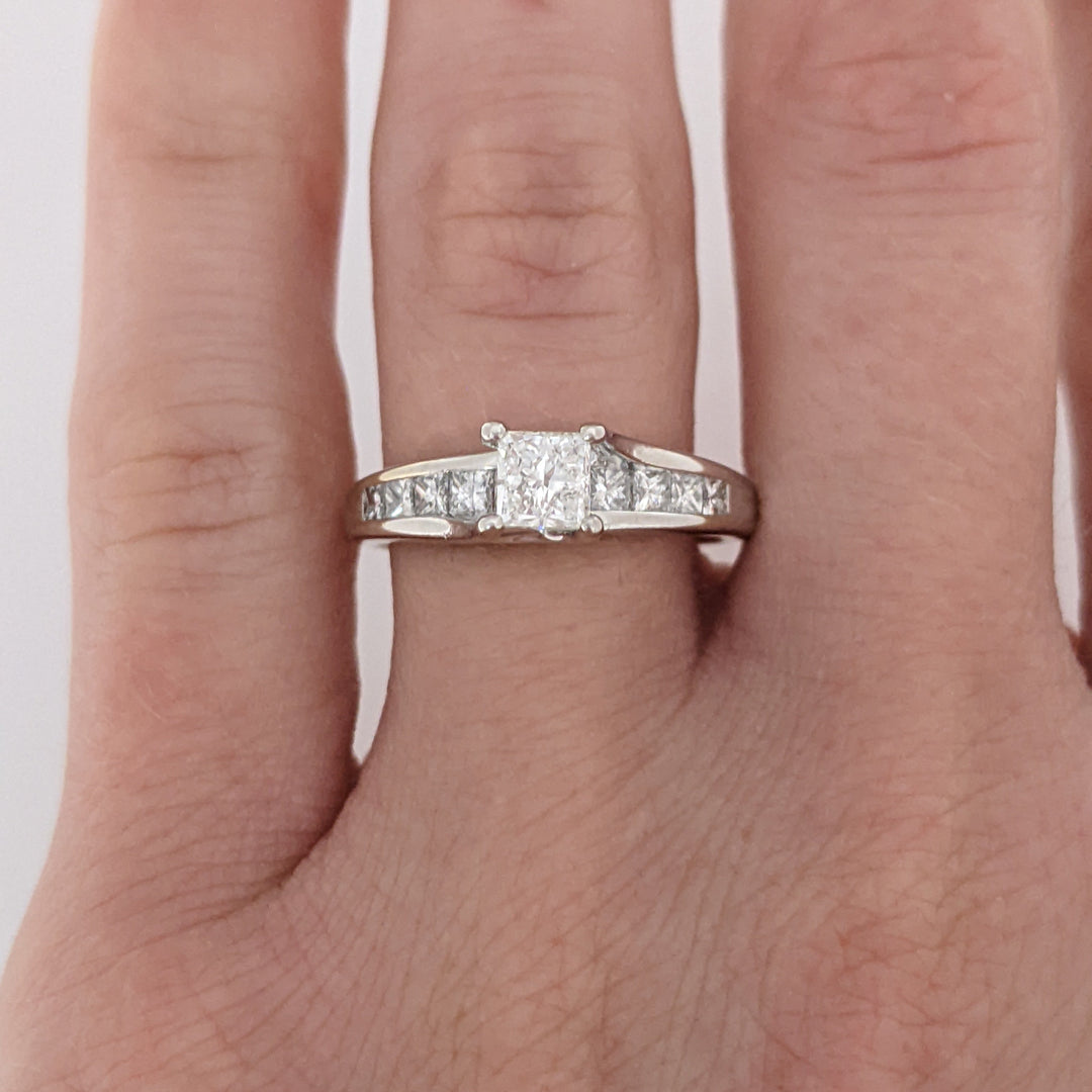14K WHITE .80 CARAT TOTAL WEIGHT SI2 H DIAMOND PRINCESS CUT (11) ESTATE RING 3.3 GRAMS