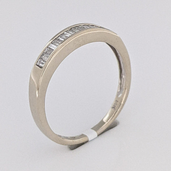 14K WHITE .28 CARAT TOTAL WEIGHT I1 H DIAMOND BAGUETTE (14) ESTATE CHANNEL SET BAND 2.4 GRAMS