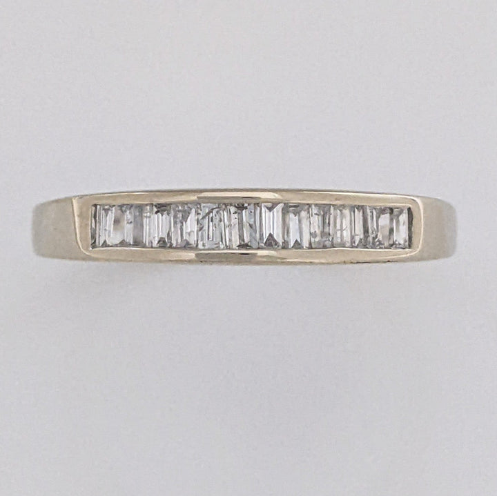 14K WHITE .28 CARAT TOTAL WEIGHT I1 H DIAMOND BAGUETTE (14) ESTATE CHANNEL SET BAND 2.4 GRAMS