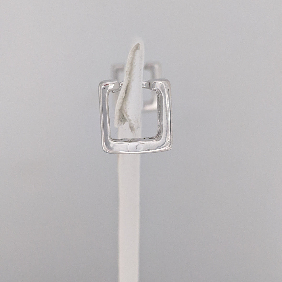 10K WHITE .15 CARAT TOTAL WEIGHT (10) ROUND SQUARE HOOP ESTATE EARRINGS 3.9 GRAMS