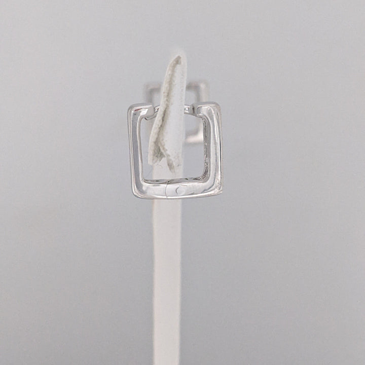 10K WHITE .15 CARAT TOTAL WEIGHT (10) ROUND SQUARE HOOP ESTATE EARRINGS 3.9 GRAMS