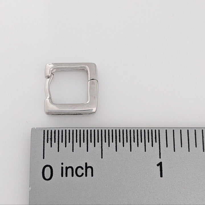 10K WHITE .15 CARAT TOTAL WEIGHT (10) ROUND SQUARE HOOP ESTATE EARRINGS 3.9 GRAMS