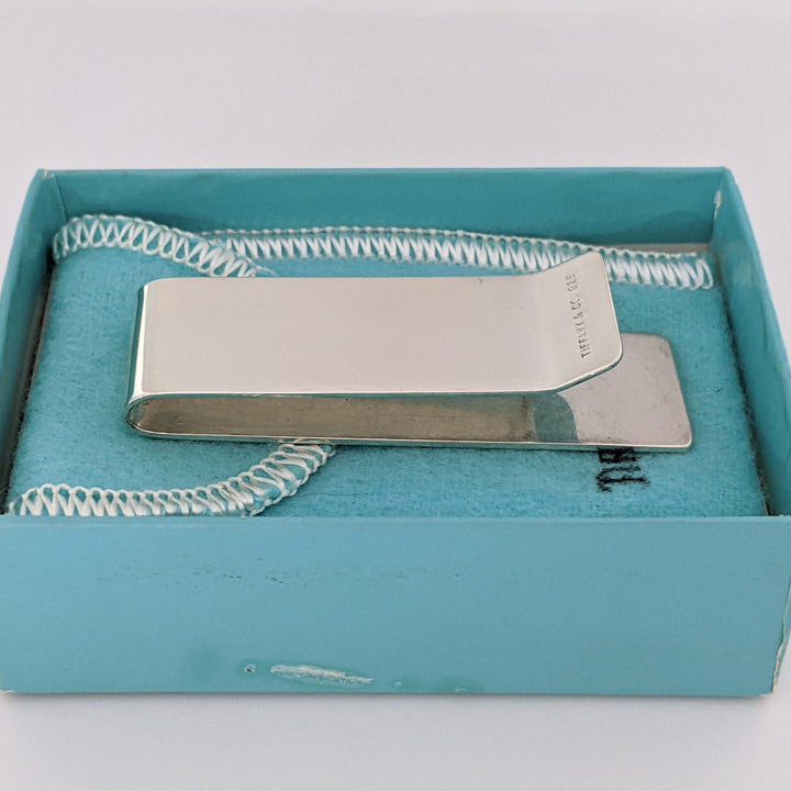 STERLING SILVER TIFFANY & COMPANY ESTATE MONEY CLIP WITH BOX 19.5 GRAMS