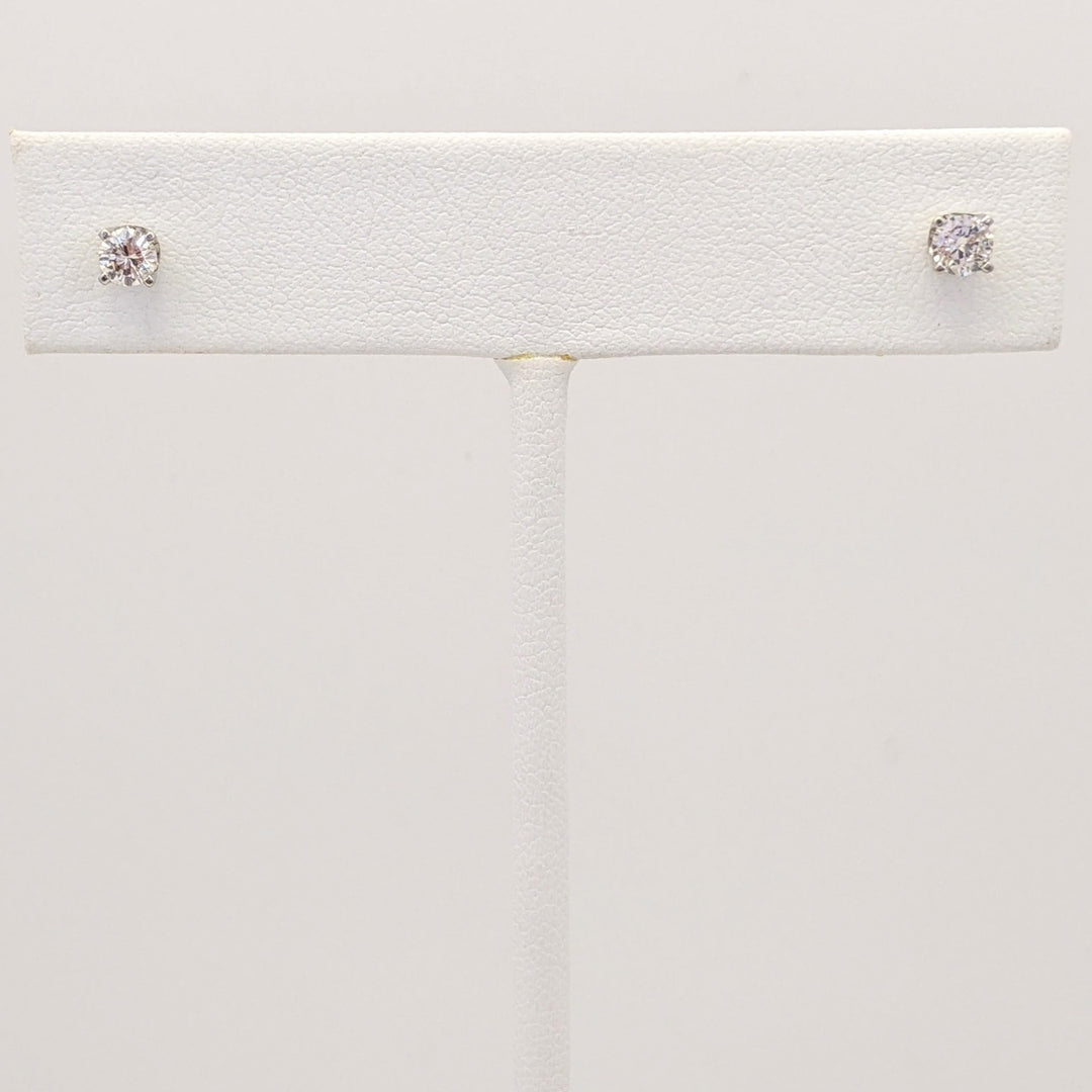 14K WHITE .32 CARAT TOTAL WEIGHT SI1 I DIAMOND ROUND (2) ESTATE STUD EARRINGS 1.0 GRAMS