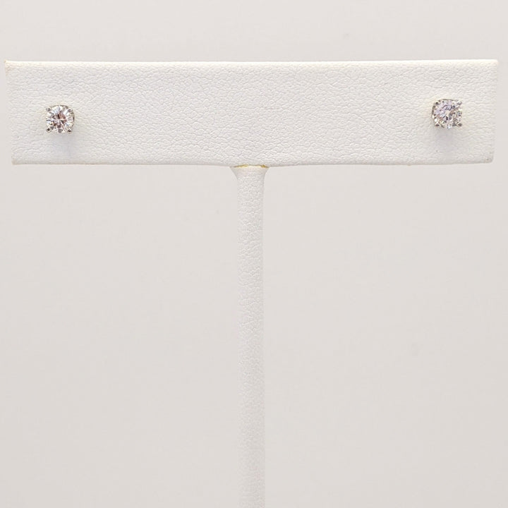 14K WHITE .32 CARAT TOTAL WEIGHT SI1 I DIAMOND ROUND (2) ESTATE STUD EARRINGS 1.0 GRAMS