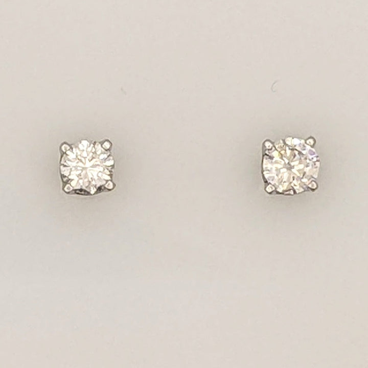 14K WHITE .32 CARAT TOTAL WEIGHT SI1 I DIAMOND ROUND (2) ESTATE STUD EARRINGS 1.0 GRAMS