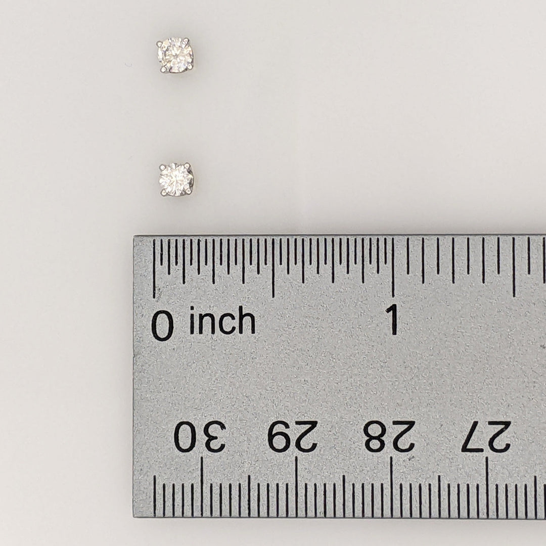 14K WHITE .32 CARAT TOTAL WEIGHT SI1 I DIAMOND ROUND (2) ESTATE STUD EARRINGS 1.0 GRAMS