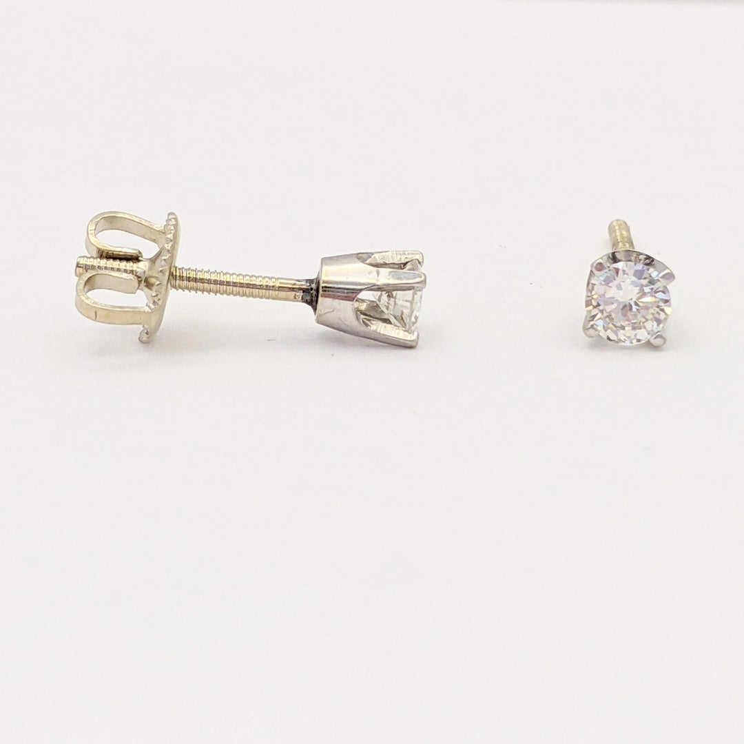 14K WHITE .32 CARAT TOTAL WEIGHT SI1 I DIAMOND ROUND (2) ESTATE STUD EARRINGS 1.0 GRAMS