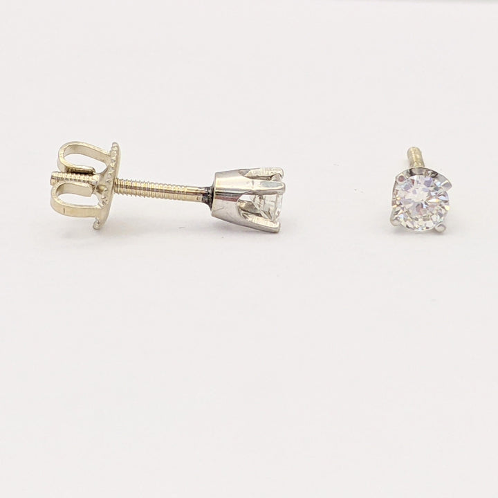 14K WHITE .32 CARAT TOTAL WEIGHT SI1 I DIAMOND ROUND (2) ESTATE STUD EARRINGS 1.0 GRAMS