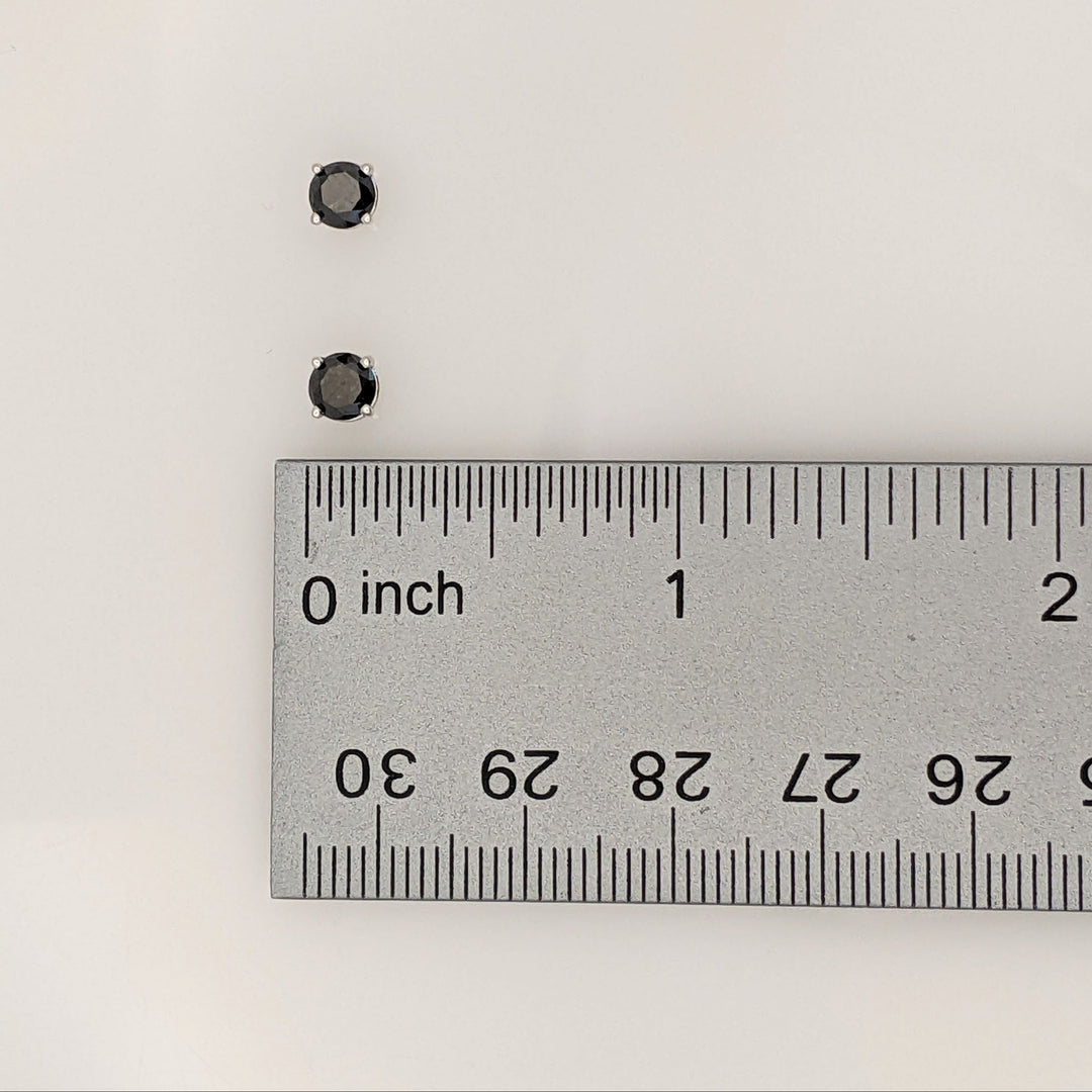 14K WHITE .75 CARAT TOTAL BLACK DIAMOND ROUND (2) ESTATE STUD EARRINGS 0.8 GRAMS